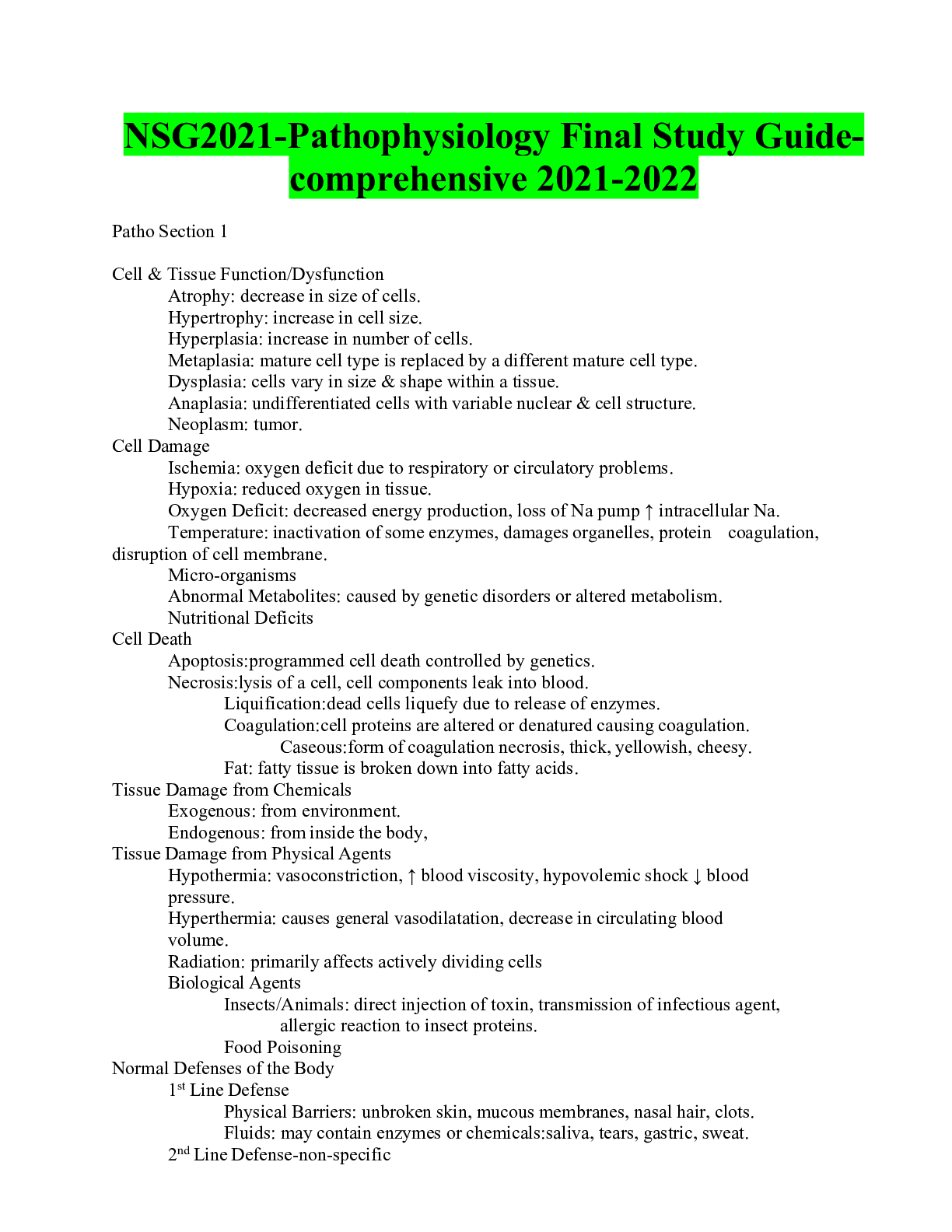 Preview image of NSG2021-Pathophysiology Final Study Guide-comprehensive 2022-2023 document